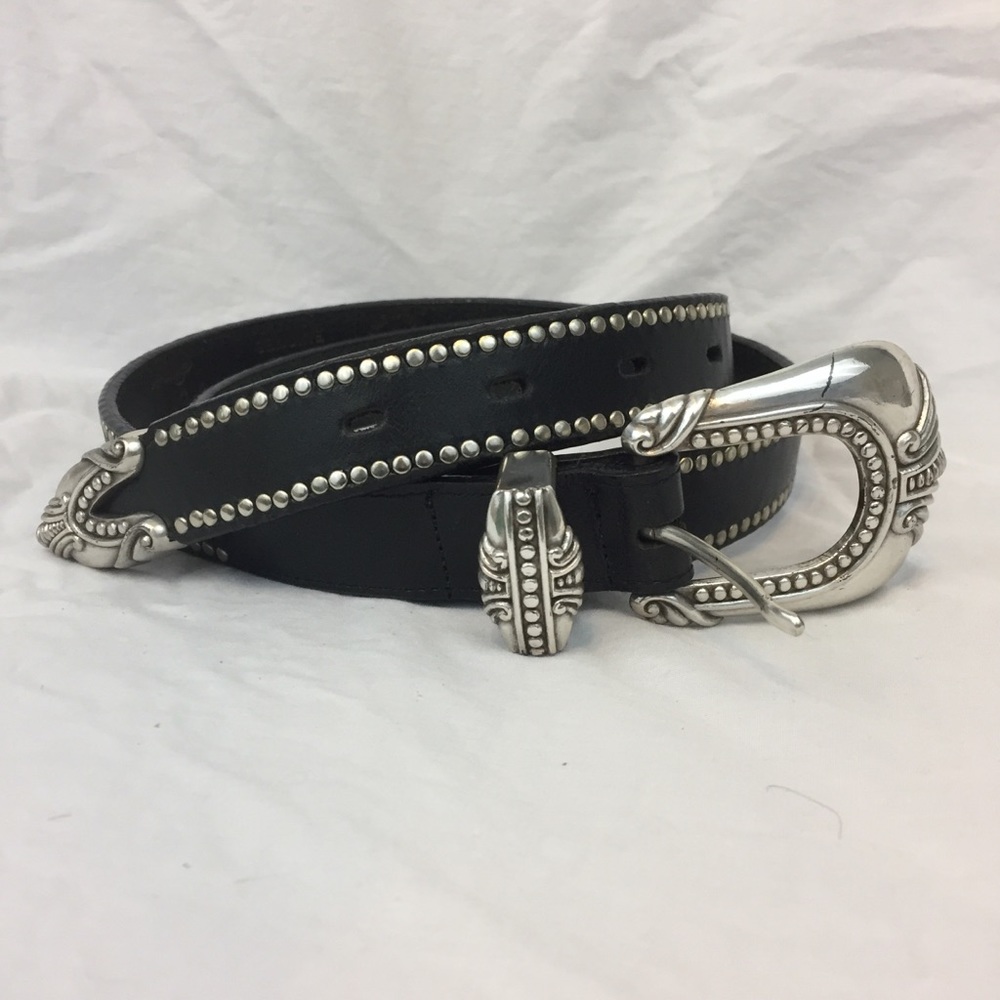 VTG Lady Nadime Black Silver Studded Leather Belt